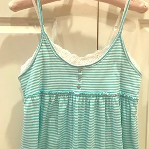 L.E.I aqua mint striped baby doll dress
